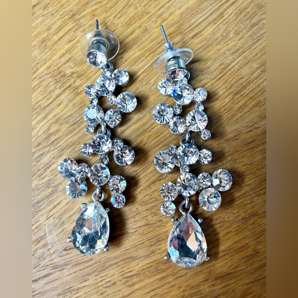 Silver Crystal Drop Earrings